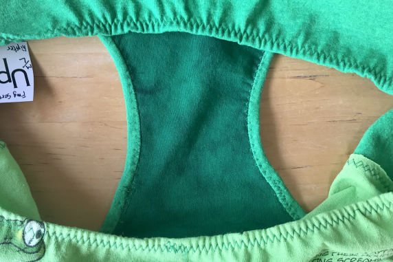 Frog Series Back: medium large undies made from Tshirts