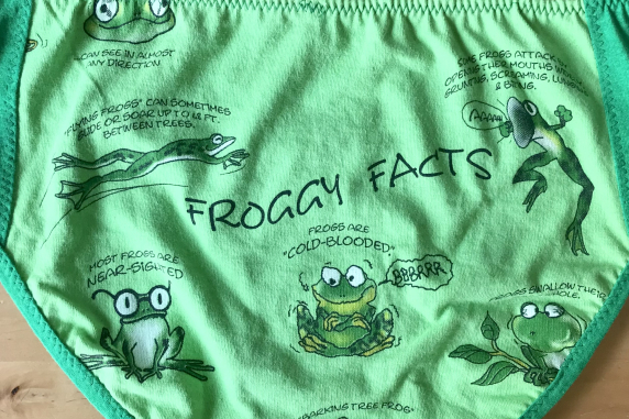 Frog Series Back: medium large undies made from Tshirts