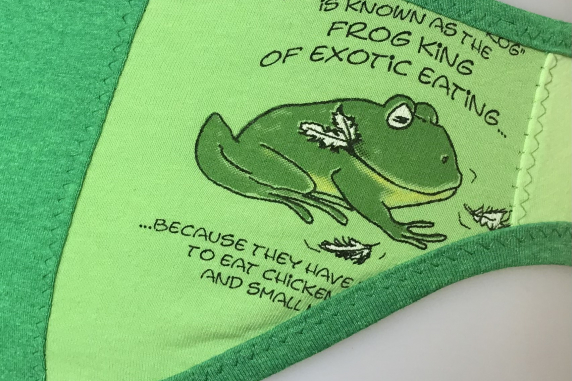 Frog Series Exotic Eating: large undies made from Tshirts