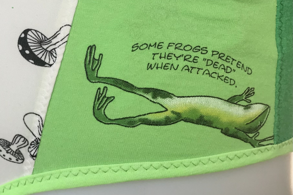 Frog Series Play Dead: medium large undies made from Tshirts