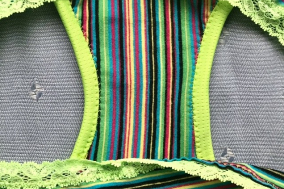 Frog Series Stripe: medium undies made from Tshirts