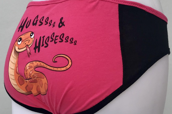 Hugs and Hisses: medium undies made from Tshirts