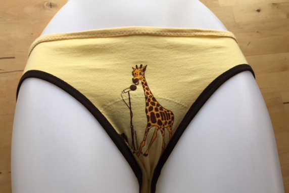 KEXP Giraffe: medium eco friendly undies made from t shirts by Up & Undies