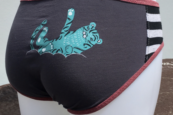 Kitty Trio Teal: small undies made from Tshirts