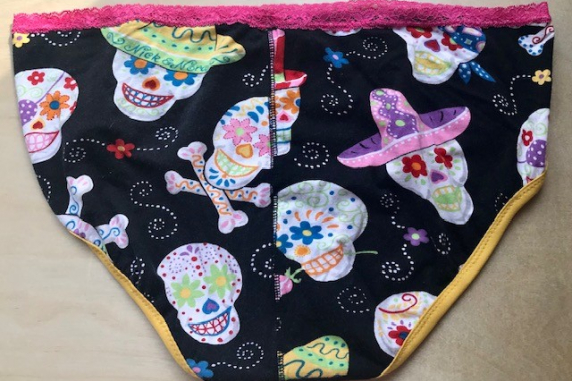 Mother Crone Sugar Skull: XL undies made from Tshirts