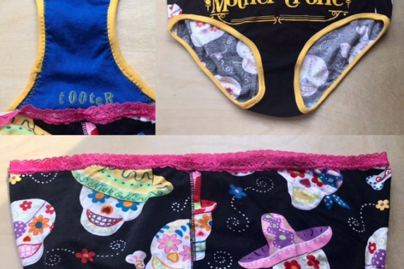 Mother Crone Sugar Skull: XL undies made from Tshirts