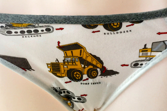 Safety Orange: small undies made from Tshirts and onesies by Up & Undies