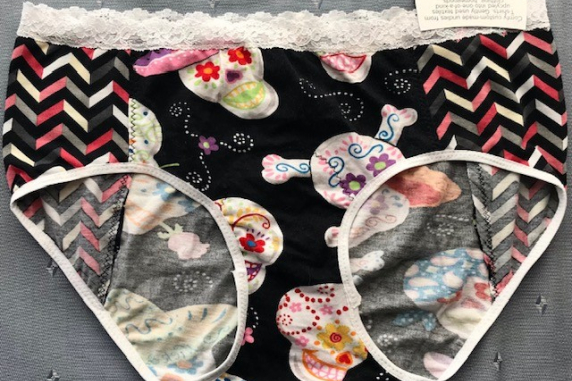 Sugar Skull Chevron Hips: large undies made from Tshirts