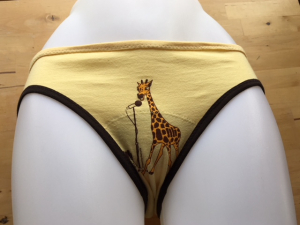 KEXP Giraffe: medium eco friendly undies made from t shirts by Up & Undies